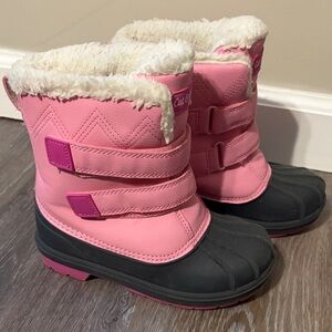 Cat & Jack Pink and Navy Snow Boots with Faux Fur - Size 12